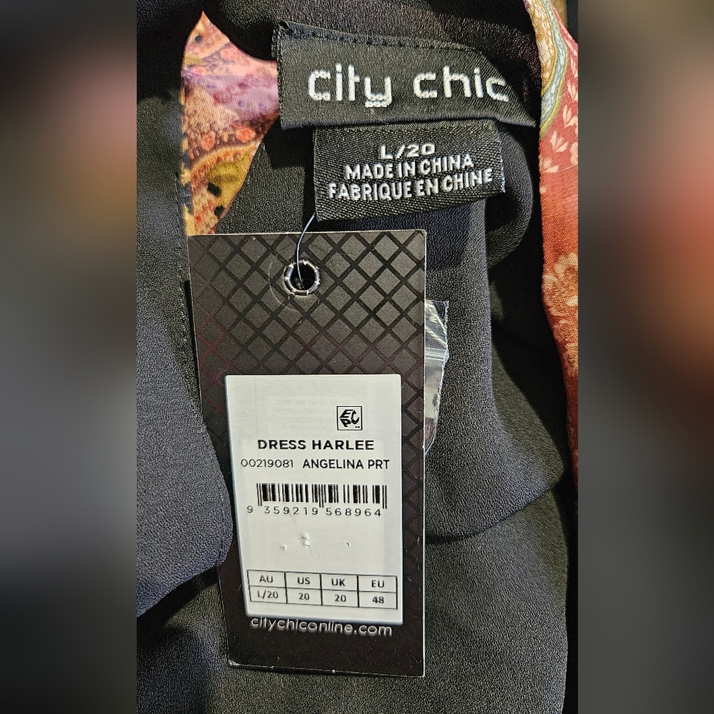 City Chic Black Multi-Patterned Long Sleeve Mini Dress - Picture 8 of 11